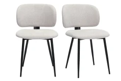 Chaises en tissu effet velours texturé beige et métal noir (lot de 2) ATRIUM