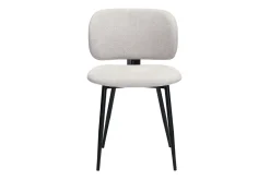 Chaises en tissu effet velours texturé beige et métal noir (lot de 2) ATRIUM