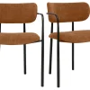 Chaises en tissu effet velours texturé terre brûlée et métal noir (lot de 2) SWIFT