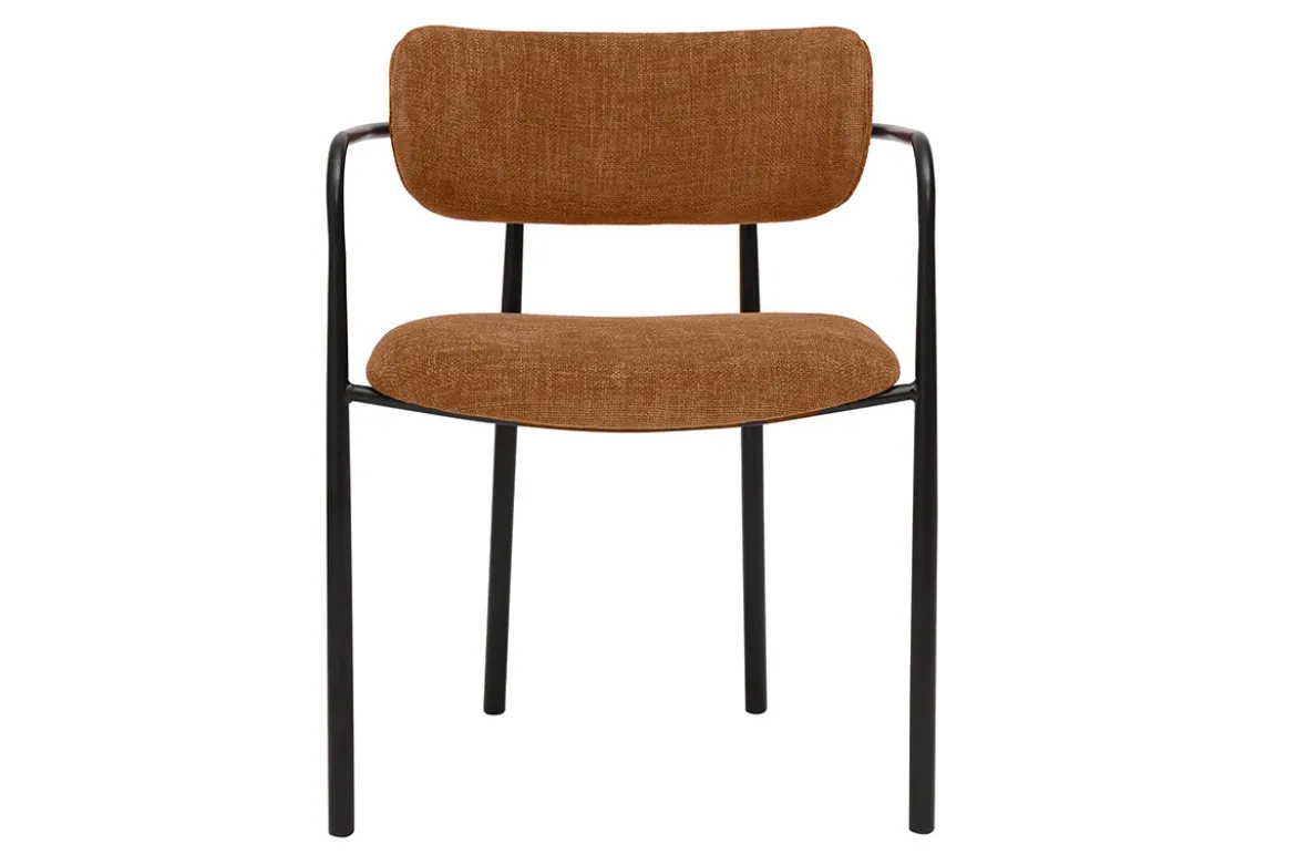 Chaises en tissu effet velours texturé terre brûlée et métal noir (lot de 2) SWIFT