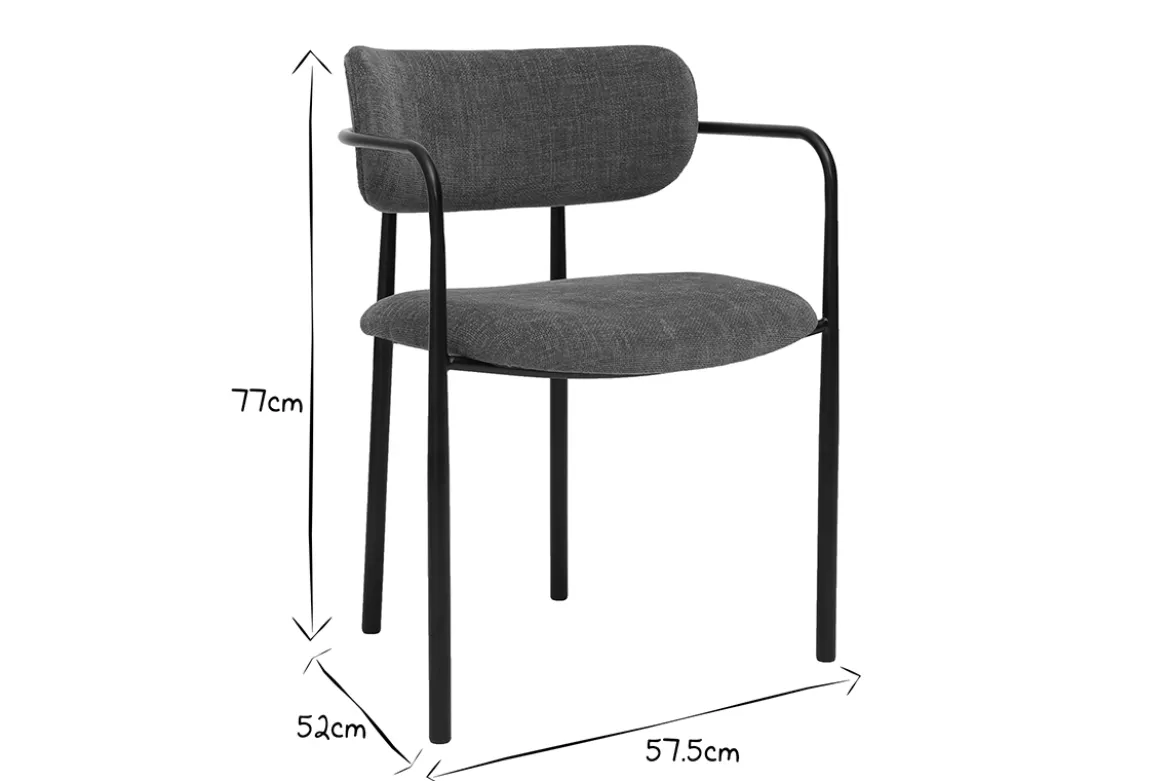 Chaises en tissu effet velours texturé terre brûlée et métal noir (lot de 2) SWIFT