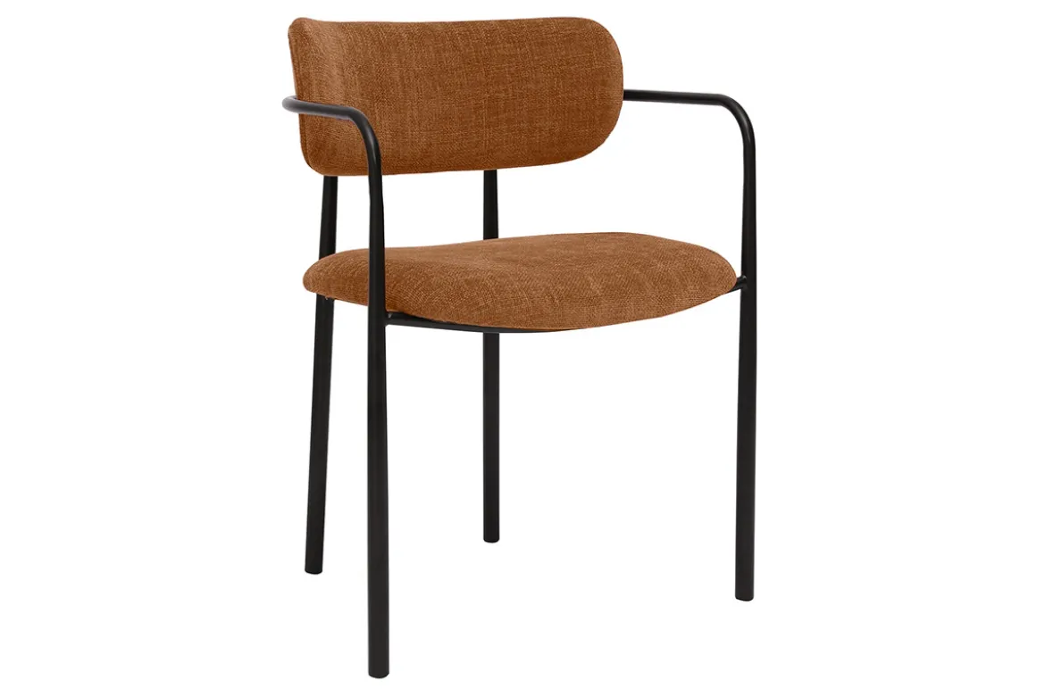 Chaises en tissu effet velours texturé terre brûlée et métal noir (lot de 2) SWIFT