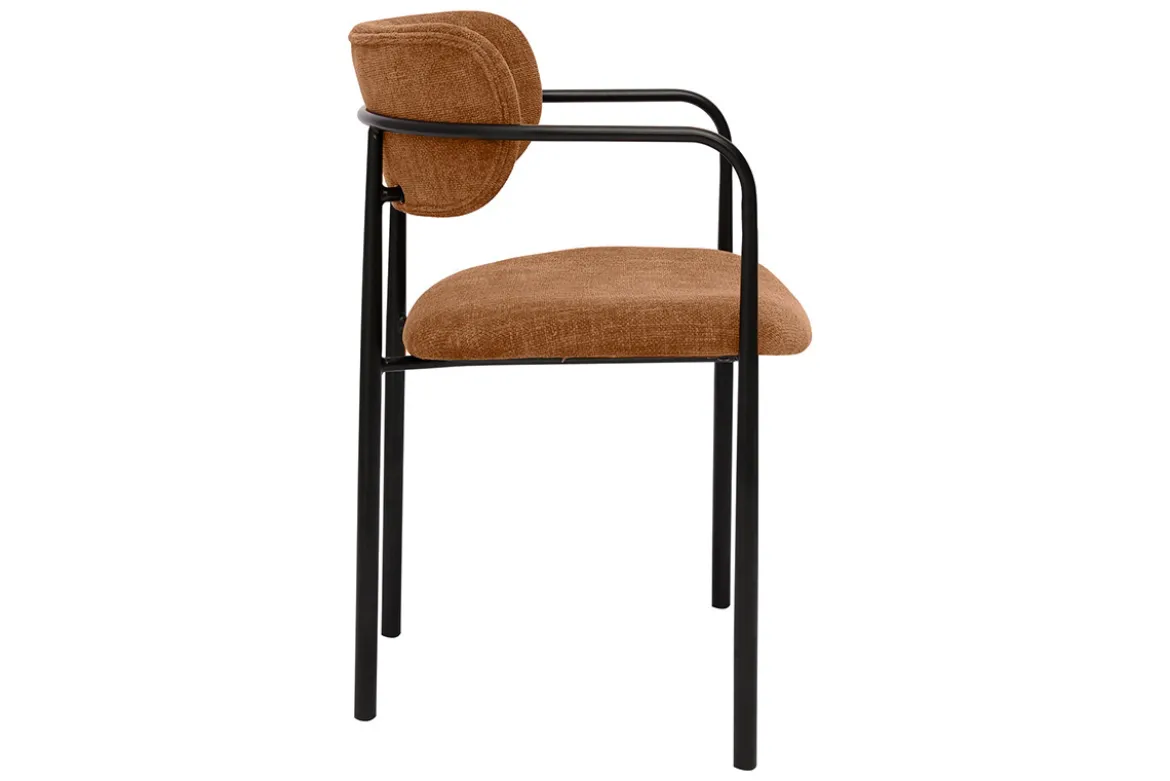 Chaises en tissu effet velours texturé terre brûlée et métal noir (lot de 2) SWIFT