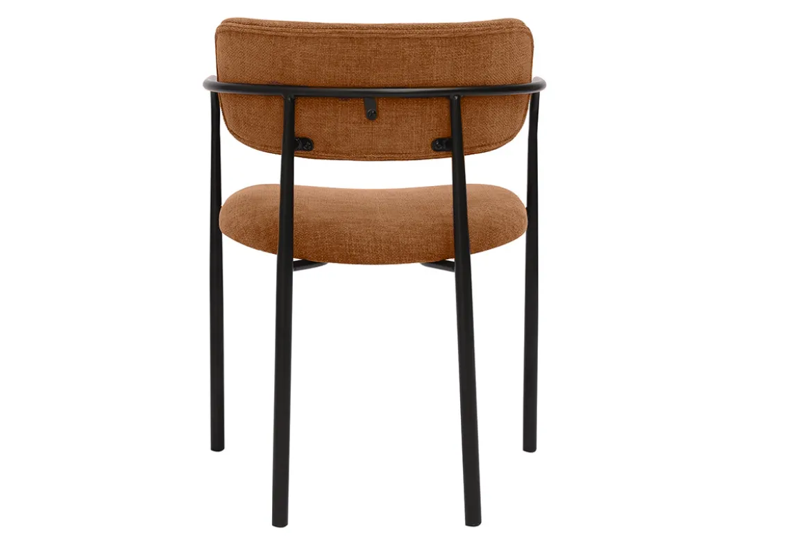 Chaises en tissu effet velours texturé terre brûlée et métal noir (lot de 2) SWIFT