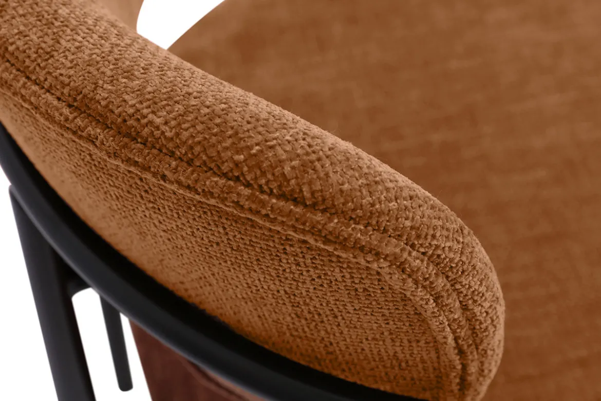 Chaises en tissu effet velours texturé terre brûlée et métal noir (lot de 2) SWIFT