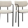 Chaises en tissu texturé beige et métal noir (lot de 2) SWIFT