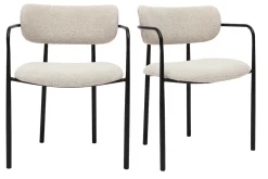 Chaises en tissu texturé beige et métal noir (lot de 2) SWIFT