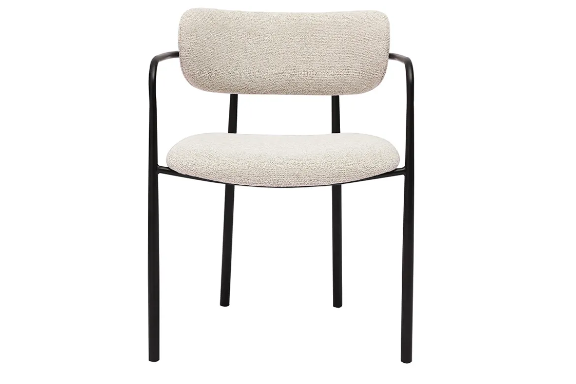 Chaises en tissu texturé beige et métal noir (lot de 2) SWIFT