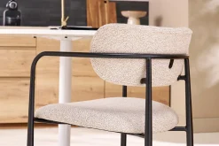 Chaises en tissu texturé beige et métal noir (lot de 2) SWIFT