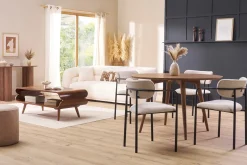 Chaises en tissu texturé beige et métal noir (lot de 2) SWIFT