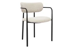 Chaises en tissu texturé beige et métal noir (lot de 2) SWIFT