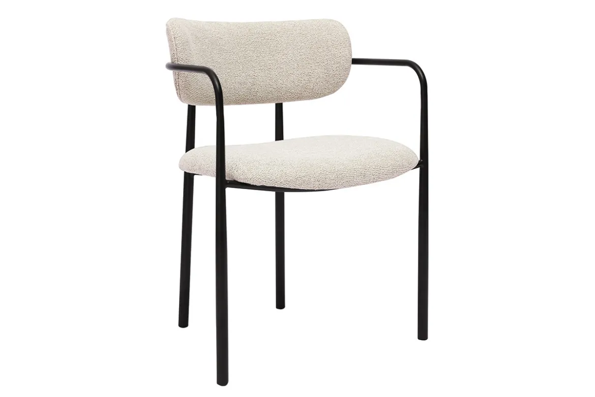 Chaises en tissu texturé beige et métal noir (lot de 2) SWIFT