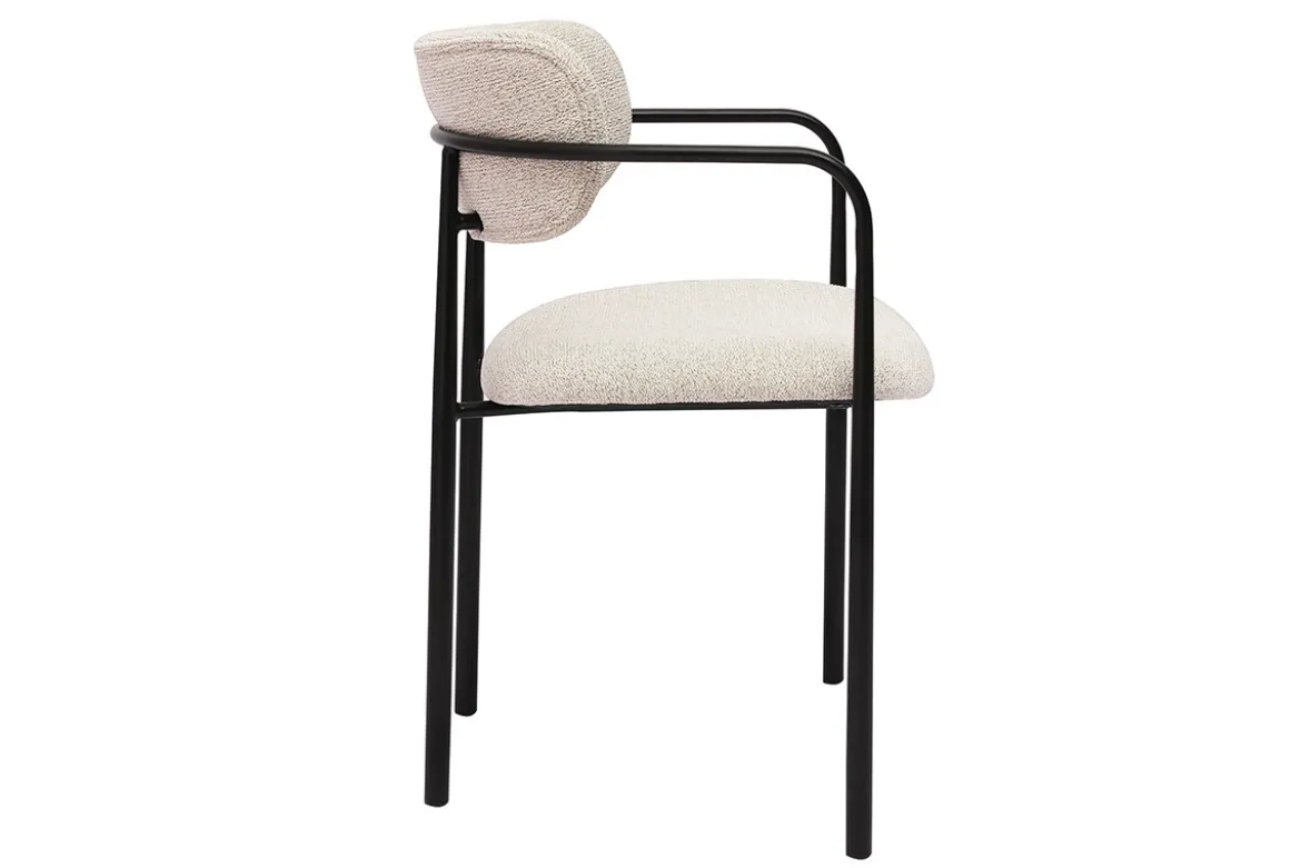 Chaises en tissu texturé beige et métal noir (lot de 2) SWIFT