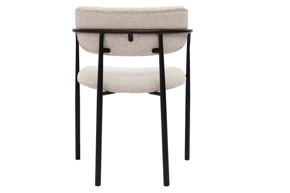 Chaises en tissu texturé beige et métal noir (lot de 2) SWIFT
