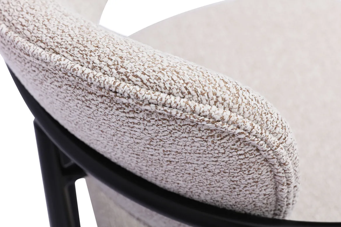 Chaises en tissu texturé beige et métal noir (lot de 2) SWIFT