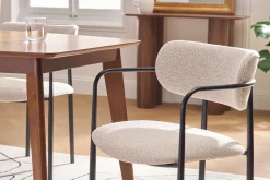 Chaises en tissu texturé beige et métal noir (lot de 2) SWIFT