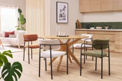 Chaises en tissu texturé beige et métal noir (lot de 2) SWIFT