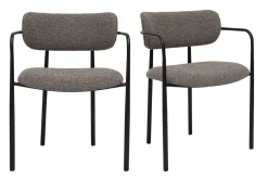 Chaises en tissu texturé taupe et métal noir (lot de 2) SWIFT