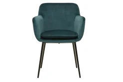 Chaises en tissu velours bleu pétrole et métal noir (lot de 2) AMIKA
