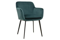 Chaises en tissu velours bleu pétrole et métal noir (lot de 2) AMIKA