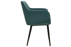 Chaises en tissu velours bleu pétrole et métal noir (lot de 2) AMIKA