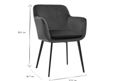 Chaises en tissu velours bleu pétrole et métal noir (lot de 2) AMIKA