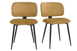 Chaises en tissu velours bronze et métal noir (lot de 2) ATRIUM