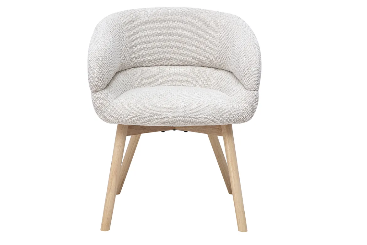 Chaises en tissu velours chenille beige et bois clair (lot de 2) TIGGY