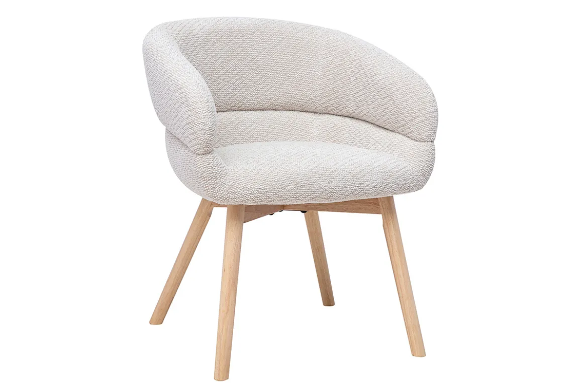 Chaises en tissu velours chenille beige et bois clair (lot de 2) TIGGY