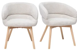 Chaises en tissu velours chenille beige et bois clair (lot de 2) TIGGY