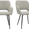 Chaises en tissu velours côtelé taupe et métal noir (lot de 2) LAURETTE