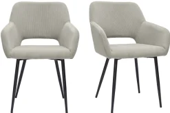 Chaises en tissu velours côtelé taupe et métal noir (lot de 2) LAURETTE