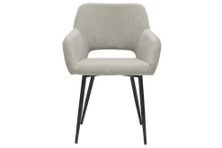 Chaises en tissu velours côtelé taupe et métal noir (lot de 2) LAURETTE