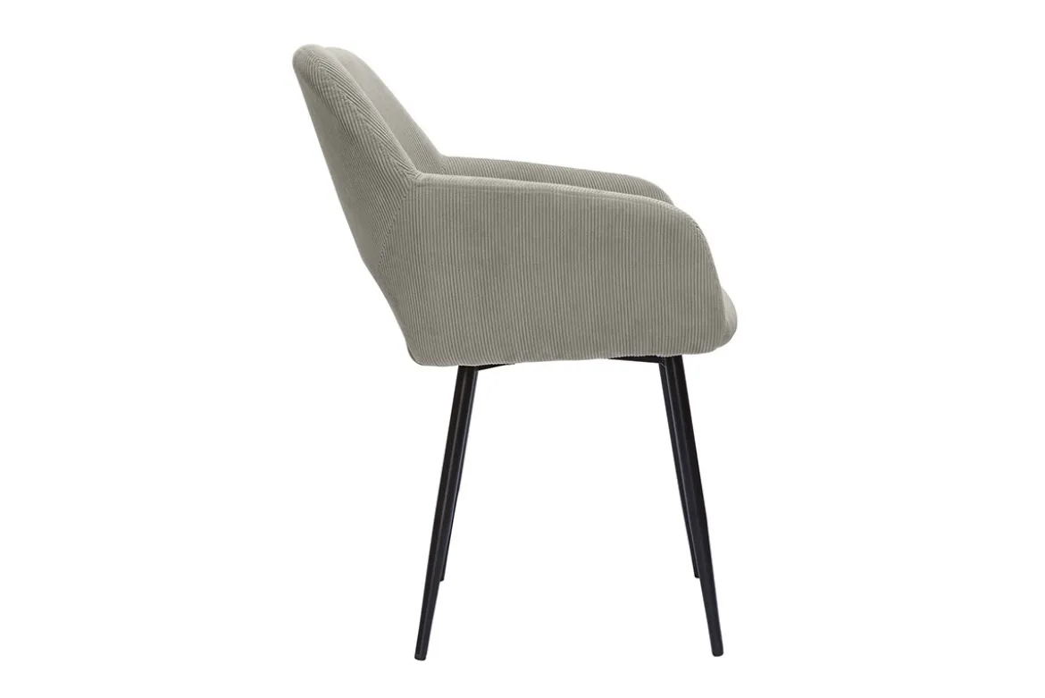 Chaises en tissu velours côtelé taupe et métal noir (lot de 2) LAURETTE