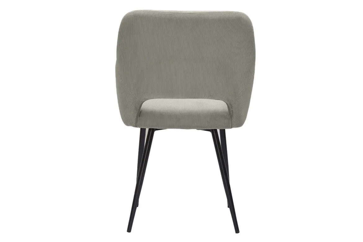 Chaises en tissu velours côtelé taupe et métal noir (lot de 2) LAURETTE