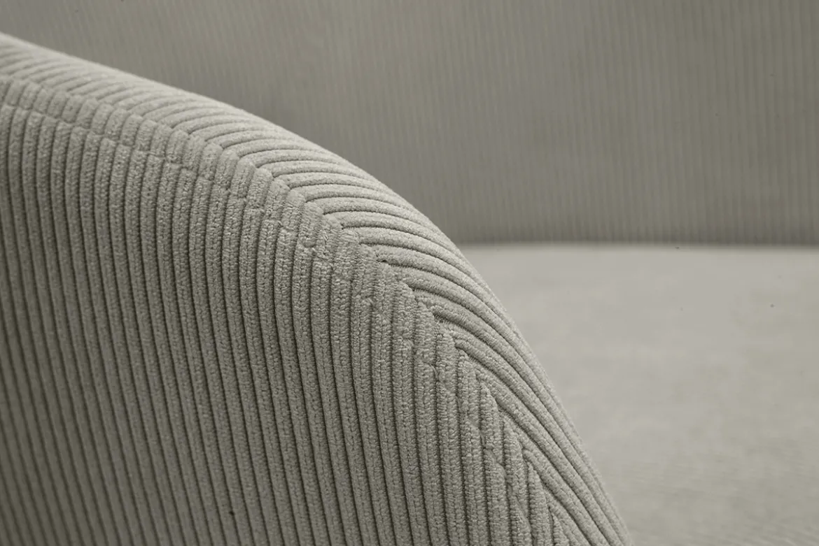 Chaises en tissu velours côtelé taupe et métal noir (lot de 2) LAURETTE