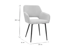 Chaises en tissu velours côtelé taupe et métal noir (lot de 2) LAURETTE
