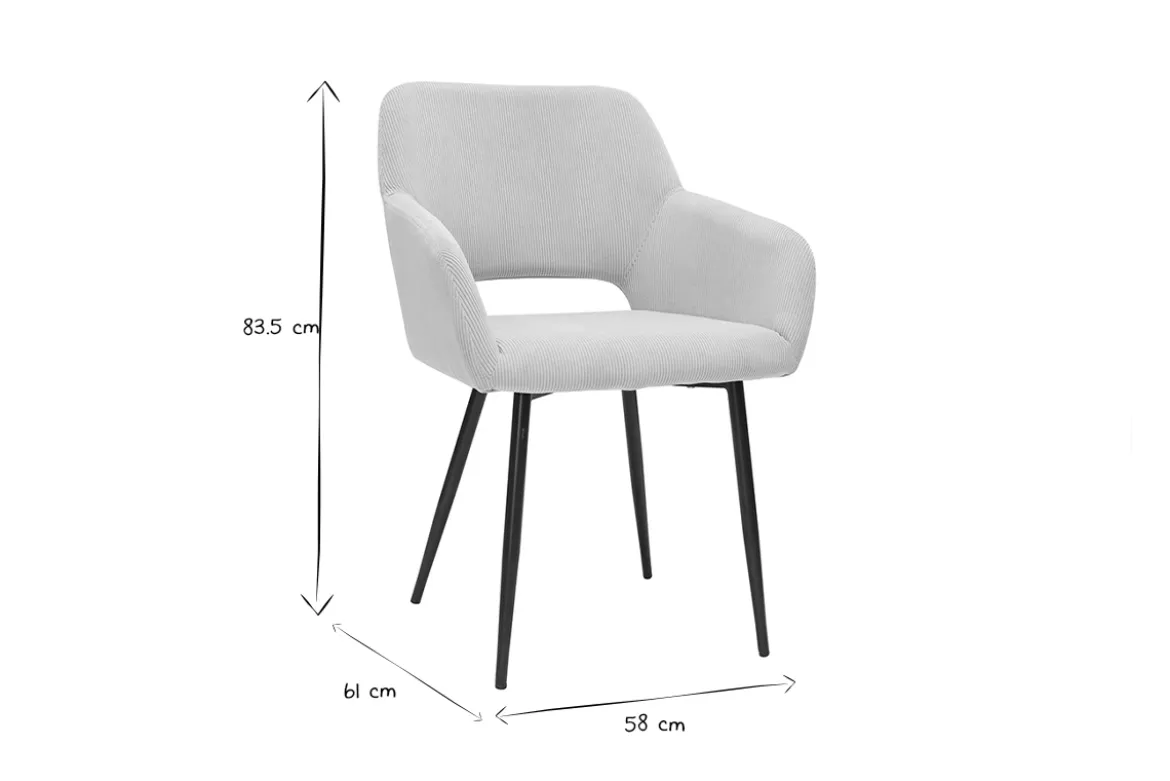 Chaises en tissu velours côtelé taupe et métal noir (lot de 2) LAURETTE