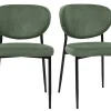 Chaises en tissu velours côtelé vert kaki et métal noir (lot de 2) BREKA