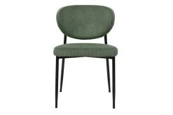 Chaises en tissu velours côtelé vert kaki et métal noir (lot de 2) BREKA