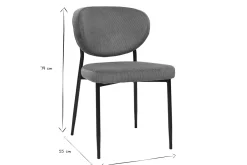 Chaises en tissu velours côtelé vert kaki et métal noir (lot de 2) BREKA