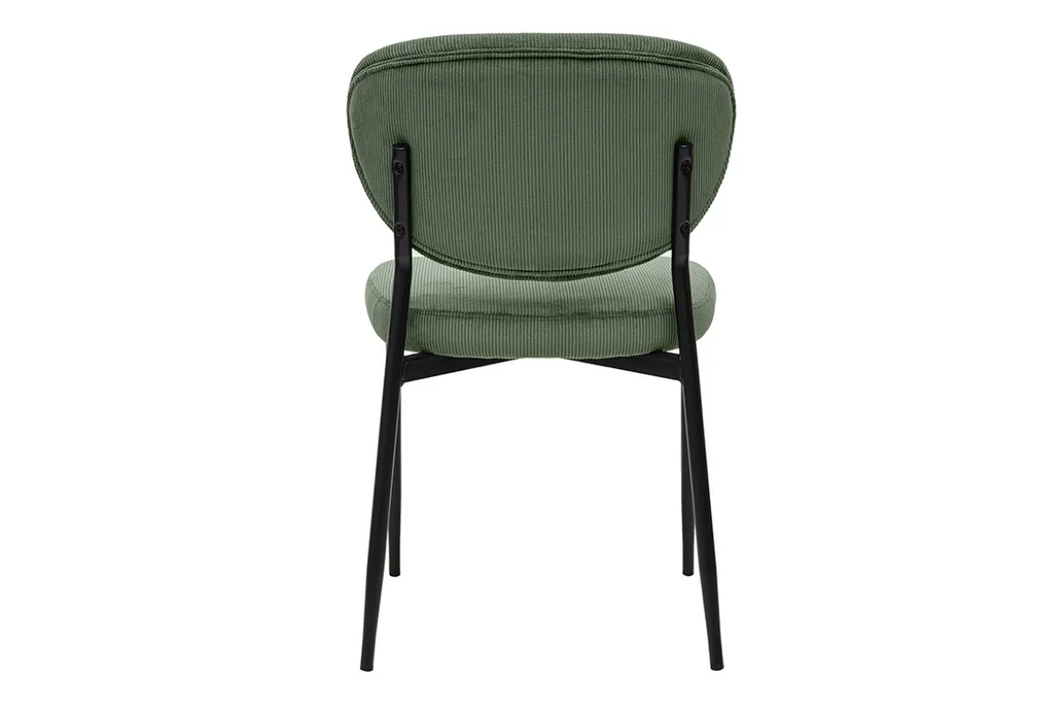 Chaises en tissu velours côtelé vert kaki et métal noir (lot de 2) BREKA