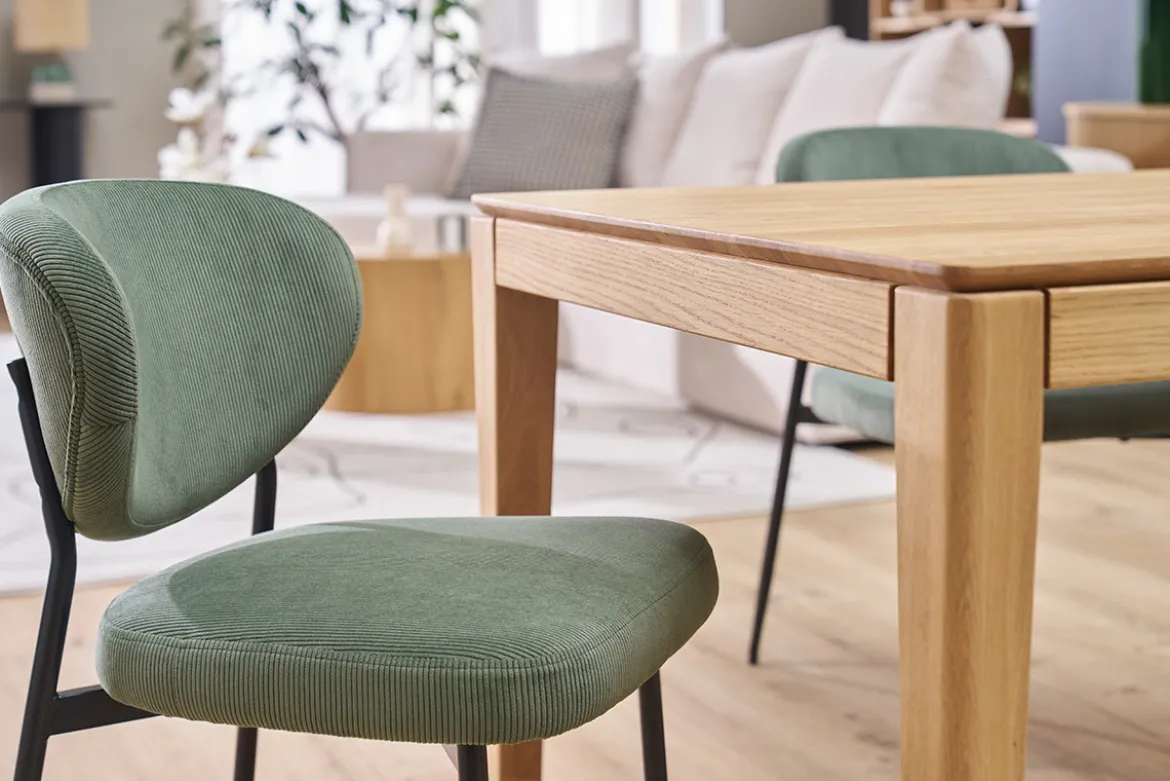Chaises en tissu velours côtelé vert kaki et métal noir (lot de 2) BREKA