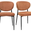 Chaises en tissu velours côtelé terre brûlée et métal noir (lot de 2) BREKA