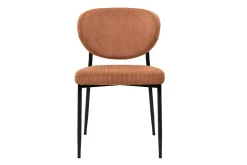 Chaises en tissu velours côtelé terre brûlée et métal noir (lot de 2) BREKA