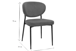 Chaises en tissu velours côtelé terre brûlée et métal noir (lot de 2) BREKA