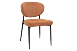 Chaises en tissu velours côtelé terre brûlée et métal noir (lot de 2) BREKA