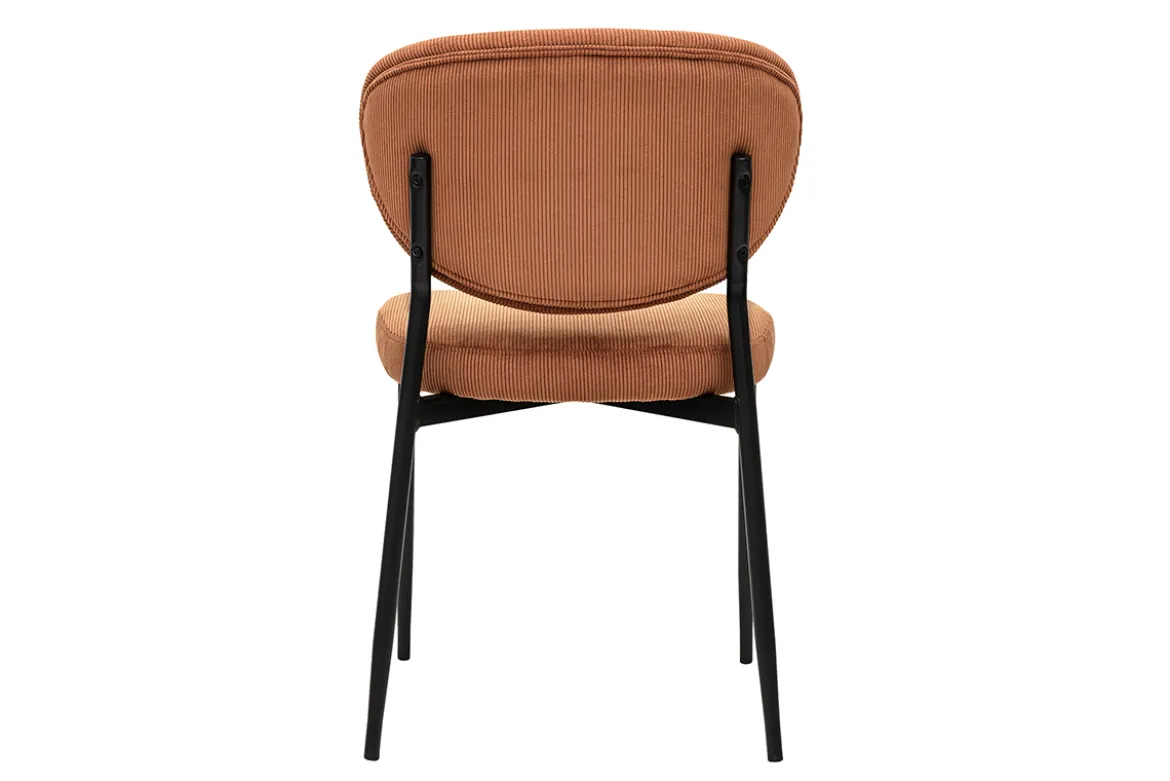 Chaises en tissu velours côtelé terre brûlée et métal noir (lot de 2) BREKA