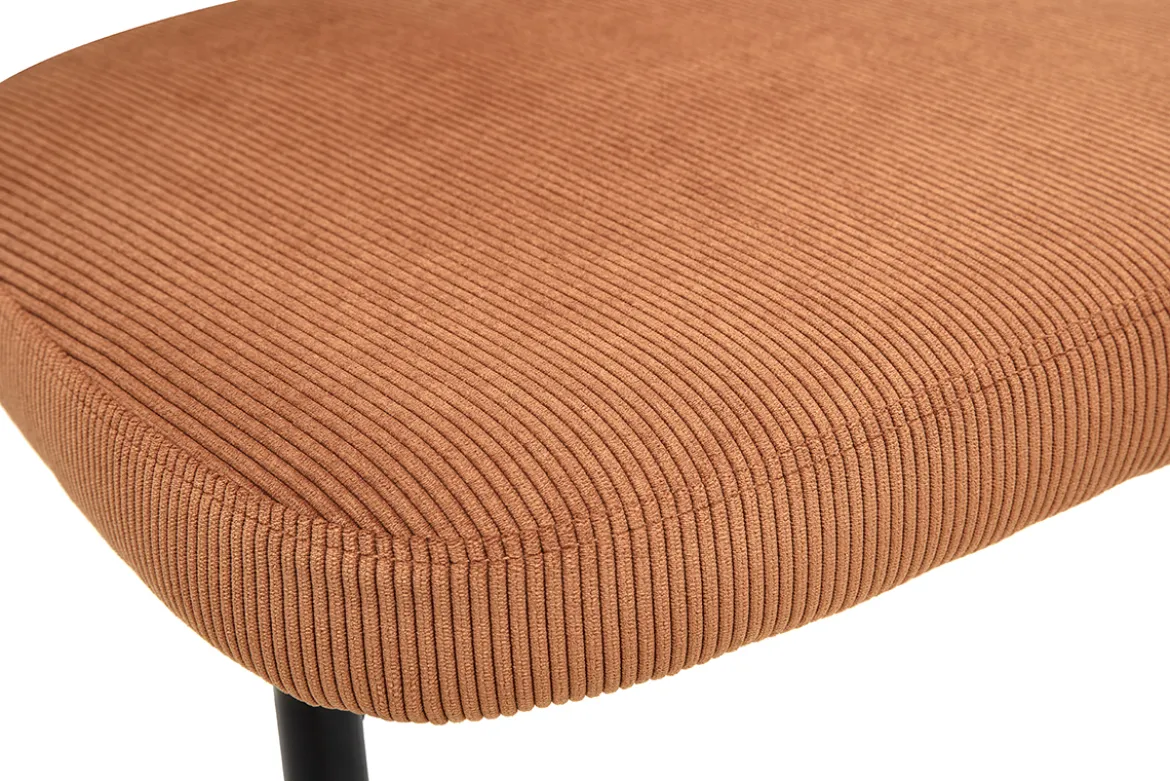 Chaises en tissu velours côtelé terre brûlée et métal noir (lot de 2) BREKA