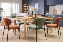 Chaises en tissu velours côtelé terre brûlée et métal noir (lot de 2) BREKA